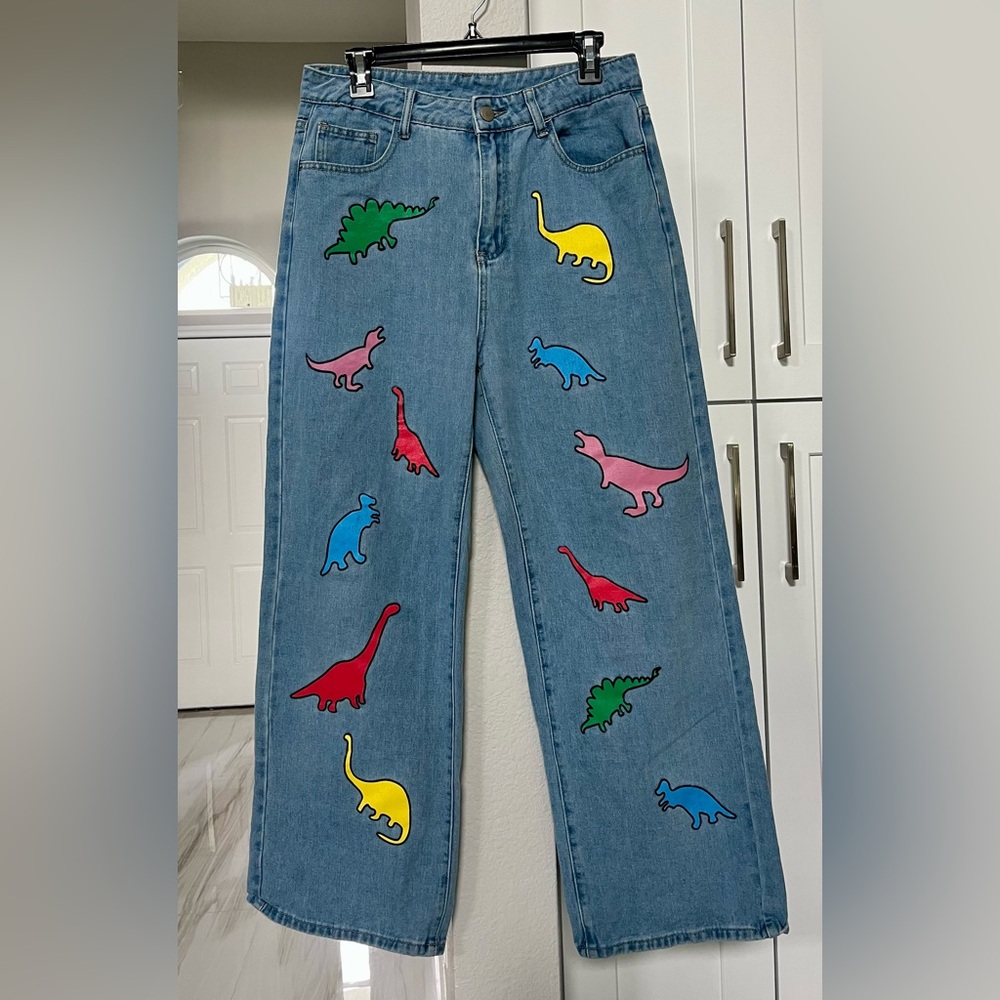 SHEIN Women’s Colorful Dinosaur Print Jeans